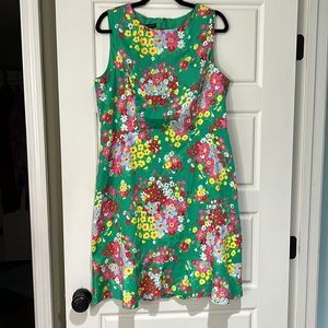 Talbots Green Floral Flounce Hem Plus Sleeveless fit and flair 14